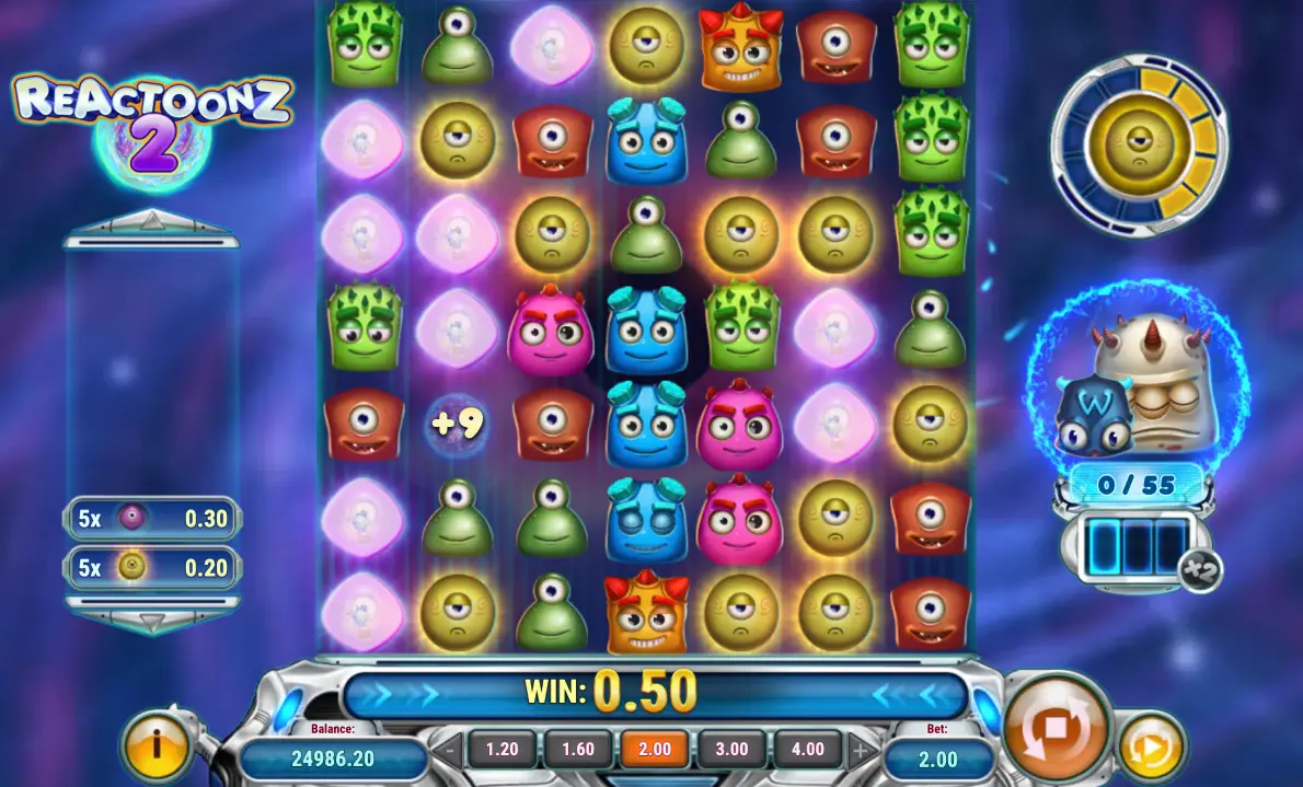 Play Reactoonz 2 slot for real money