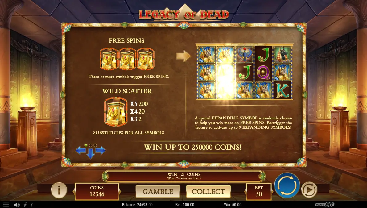 Legacy of Dead slot by Play'n GO