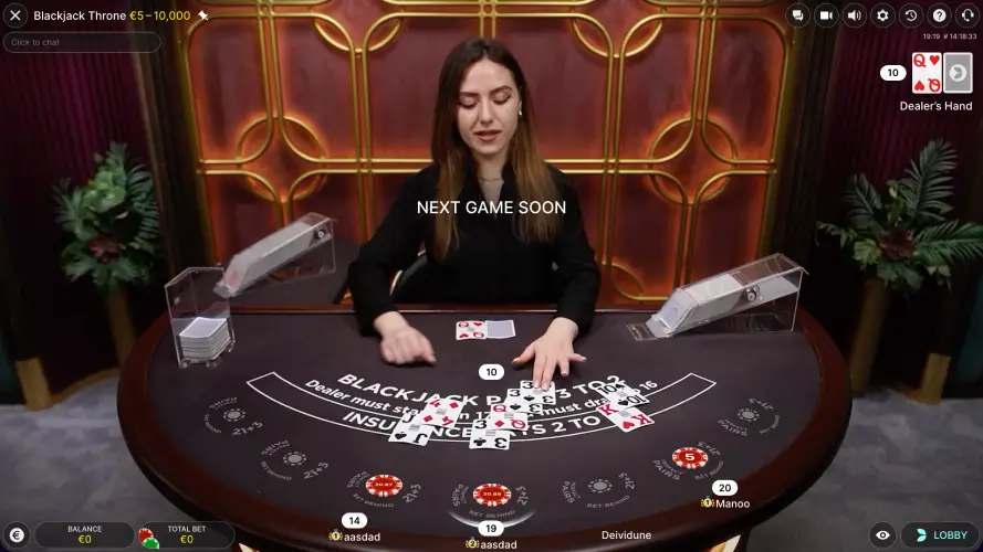 Play Blackjack Throne for real money