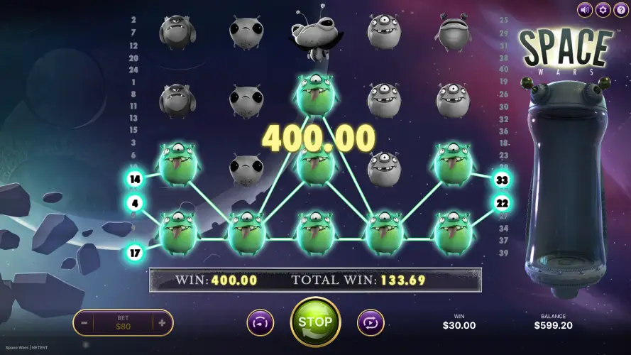 Play Space Wars slot from NetEnt