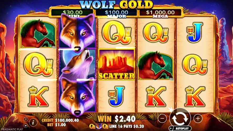 Play Wolf Gold slot from Pragmatic Play