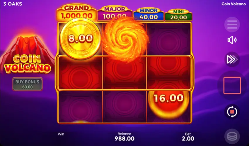 Coin Volcano slot from 3 Oaks Gaming for real money
