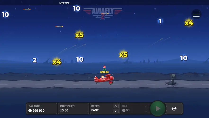 Avia Fly 2 crash game by InOut Games