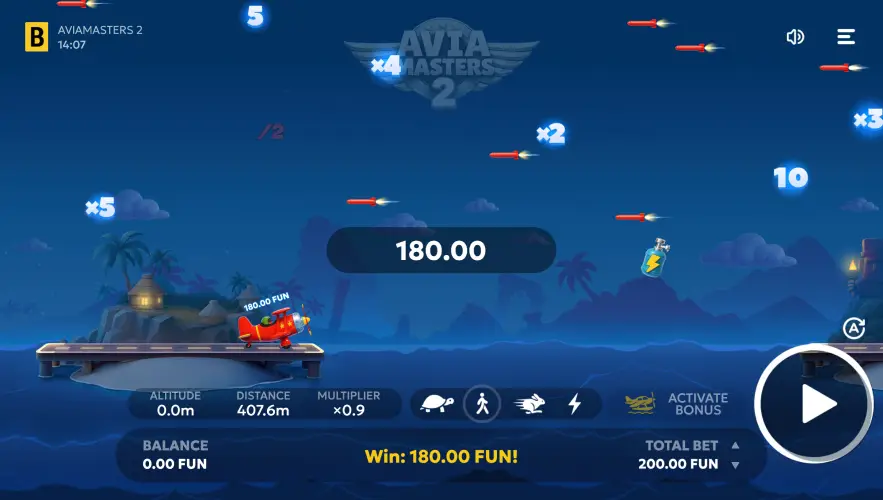 Aviamasters 2 crash game from BGaming