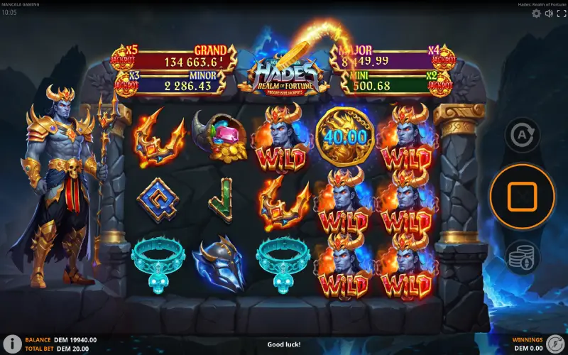 Play Hades: Realm of Fortune slot from Mancala Gaming for real money