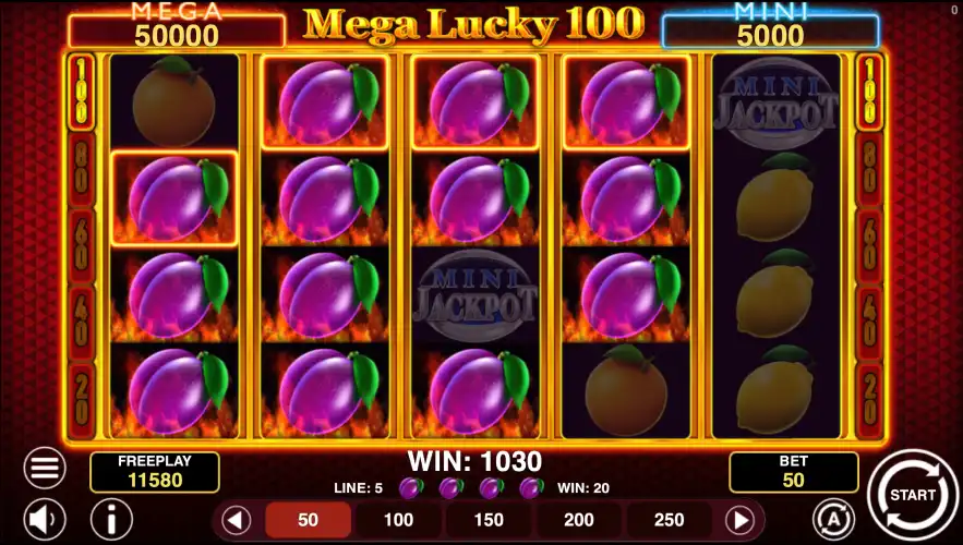 Play Mega Lucky 100 slot from 1spin4win