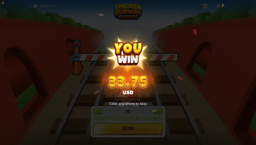 Play the Chicken Subway crash game for free