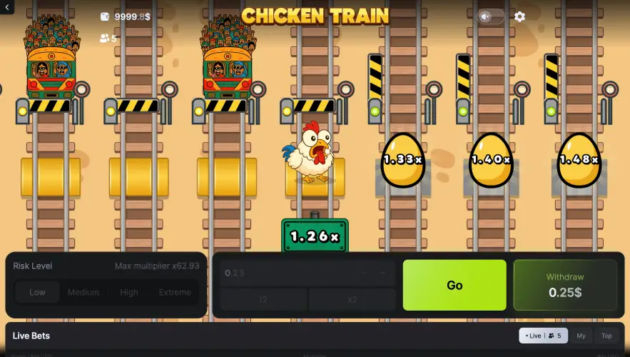 Play Chicken Train crash game for real money