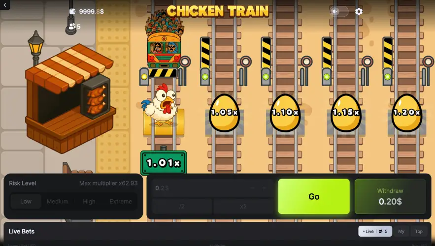 Crash game Chicken Train from 100HP Gaming