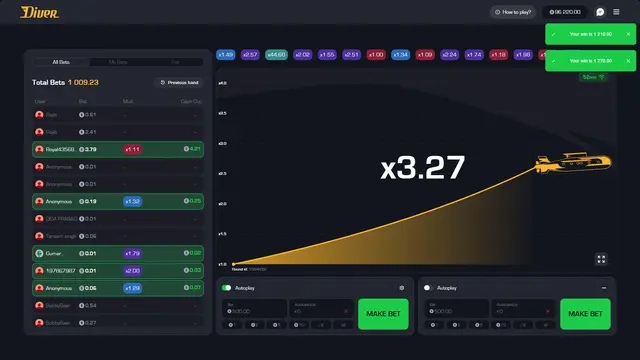 Play Diver by inout Games for real money