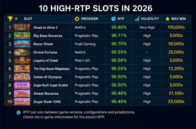10 High-RTP Slots in 2026